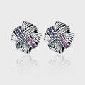Orecchini a perno vintage in argento S925 intrecciato con zirconi multicolore - Stile Argento Retrò Strass Multicolore (KDP954)