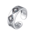 S925 Sterlingsilber Ring mit bunten Zirkonia-Steinen und Rautenmuster für Damen - Mehrfarbiger Rauten Offener Ring (KDP848)