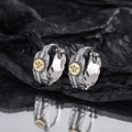 Vintage S925 Sterlingsilber Feder Ohrringe mit goldenem Adler Emblem Detail - Feder Adler Muster (KDP117)