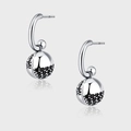 Orecchini a sfera dei desideri in argento 925 con zirconi neri e finitura a specchio - Stile Sfera dei Desideri con Pavé di Pietre Nere (KDP899)