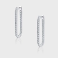 Orecchini a cerchio a U in argento sterling S925 con zirconi brillanti da donna - Stile Geometrico Argentato a Forma di U con Strass (KDP957)