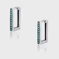 Pendientes de aro S925 de plata de ley con piedras preciosas de color verde esmeralda - Estilo de Diamantes de Imitación Verdes (KDP1199)