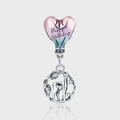 S925 Sterling Silber Regenbogen Emaille Herzballon Anhänger mit Happy Birthday Hirsch-Design - Regenbogen Herzballon Hirsch Anhänger (KDP1212)