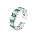 S925 Silberring offen mit smaragdgrünen Steinen und weißen Zirkonia auf weißem Grund - Smaragdgrüner Zirkonia Pave Offener Ring (KDP1234)