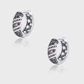 Orecchini a cerchio in argento thai con zirconi colorati e intagliati in stile vintage - Stile Zirconia Colorata (KDP1221)