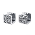 Pendientes de aro cuadrados de plata esterlina vintage con patrón de nubes grabado - Patrón de Nube Cuadrada (KDP1242)