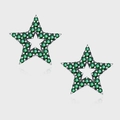 S925 zilveren vintage ster oorknopjes met groene pavé kristallen op grijze achtergrond - Sterstijl (KDP1260)