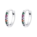 Vintage silver rainbow hoop earrings with colorful zircon gemstones for a stylish look - Rainbow Multi-color (KDP1156)