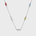 Collier en argent sterling S925 avec cinq perles cylindriques en émail coloré sur fond gris - Style Perle de Taille en Émail Coloré(KDP1278)