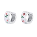 S925 sterling zilveren oorringen met wit emaille en een tulpbloem patroon - Tulpenbloem Ontwerp (KDP1261)