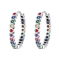 S925 sterling silver hoop earrings with vibrant colorful cubic zirconia gemstones - Large Hoop (KDP1266)