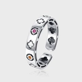 S925 sterling silver open ring with hollow clover pattern and colorful gemstones - Colorful Gemstone Hollow Four-Leaf Clover Style (KDP1288)
