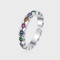 Bague luxueuse en argent 925 avec motif matelassé et zircons multicolores étincelants - Style Strass Multicolore Matelassé (KDP1282)
