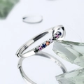 S925 sterling silver minimalist irregular heart ring featuring colorful zircon stones - Adjustable Open Style / Multicolor (KDP1293)