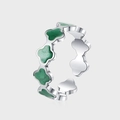 Minimalistischer S925 Sterlingsilber Ring mit grünem Emaille-Vierblatt-Kleeblatt - Avocadogrün Vierblättriger Kleeblatt-Stil (KDP1316)