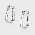 Minimalist S925 sterling silver geometric U-shaped hoop earrings with polished mirror finish - Twisted Geometric Style (KDP1361)