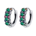 Eleganti orecchini a cerchio in argento S925 con zirconi verdi colorati intarsiati - Stile Floreale con Diamanti Colorati (KDP1434)