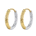 Pendientes de aro bicolor plata S925 y oro con textura martillada y cierre de hebilla - Estilo martillado en dos tonos (KDP1414)