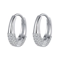 Minimalistische S925 Silber Creolen Oval mit Zirkonia-Besatz und polierter Oberfläche - Minimalistische Ovale Eingelegte Zirkonia Ohrringe (KDP1440)