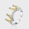 Elegante S925 zilveren kroonring met goudkleurige tweekleurige afwerking en open ontwerp - Kroonvorm Stijl (KDP1553)