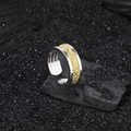 S925 sterling silver two-tone relief ring with vintage pattern on black background - Gold Contrast Relief Style (KDP1683金色)