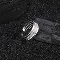 S925 sterling silver open ring featuring vintage relief patterns and industrial style - Platinum Relief Style (KDP1684白金色)