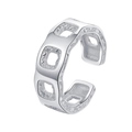 Anello aperto in argento S925 minimalista con design a quadri geometrici e finitura lucida - Argento (KDP1611)