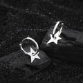 Minimalist S925 sterling silver hoop earrings with hollow star pendants on black stone - White Gold Color (KDP1608)