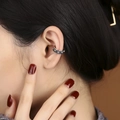 Retro S925 sterling silver ear cuff with embossed heart and star patterns for women - Single Piece