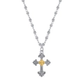 Collier pendentif croix en argent sterling S925 avec motif vague dorée et chaîne gothique - Style Croix Bicolore Or et Argent (KDP1779)