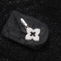 S925 sterling silver four-leaf clover pendant with intricate floral vine engravings - Platinum Color (KDP1635)