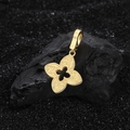 Golden S925 silver four-leaf clover pendant with intricate filigree on black stone - Gold (KDP1636)