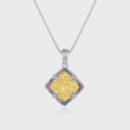 S925 sterling silver necklace with rainbow gemstones and gold arabesque pendant - Necklace Set