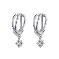 Elegantes pendientes de aro de plata s925 con colgantes de estrella de cuatro puntas - Colgante Estrella de Cuatro Puntas (KDP1556)