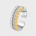 Elegante S925 sterling zilveren tarwe-oorring met tweekleurige afwerking en witte zirkoon - Verstelbaar Open / Korenaar Tweekleurige Stijl (KDP1878)
