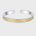 Bracciale rigido in argento S925 con texture arabesca bicolore e pavé di zirconi - Stile Arabesco Oro e Argento (KDP1895)