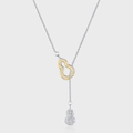 Elegante collana zucca in argento S925 con incisione a vite e dettagli in oro traforato - Stile Zucca Con Motivo Erba Tang (KDP1886)