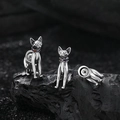 Orecchini vintage a gatto sphinx in argento s925 con gemme colorate su pietra nera - Stile Gatto Multicolore (KDP1613彩)