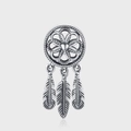 S925 Sterling Silber Traumfänger Anhänger mit hohlem Netz und hängenden Federanhängern - Retro Hohl Traumfänger Anhänger (KDP1375)