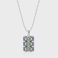 Vintage S925 silver necklace with rectangular colorful zircon pendant and bead chain - Necklace Set (KDP1980)