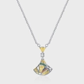 Elegant s925 silver fan-shaped necklace with retro filigree and multi-colored gemstones - Fan Shaped Color Zircon Style (KDP1969)