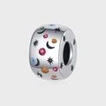 Charm in argento sterling S925 con zirconi colorati e motivi retrò stella e luna - Ciondolo Stella Luna Zirconia Colorata (KDP2054)