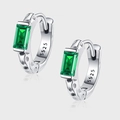 S925 sterling silver hoop earrings with emerald green zircon and crater texture design - Green Zirconia Meteorite Texture Style (KDP2067)
