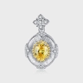 Lussuoso ciondolo quadrifoglio in argento S925 con pietra gialla e trama a rilievo - Giallo (KDP2089)
