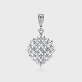 S925 Sterling Silber Herzanhänger mit Diamanten im Wellendesign auf grauem Grund - Herz Netz Wellen Stil (KDP2102)