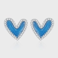 S925 Silber Herzohrstecker mit blauem Stern-Emaille und Pavé-Zirkonia Steinen - Sternenhimmel Blaues Herz Stil (KDP2094)