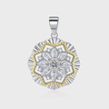 Ciondolo a fiocco in argento S925 con accenti dorati e scintillanti pietre di zirconia - Ciondolo Fiocco di Neve Bicolore (KDP2076)