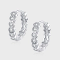 S925 sterling silver honeycomb hoop earrings with micro-pave cubic zirconia stones - Silver Hexagon Honeycomb Style (KDP2084)
