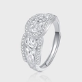 Anillo abierto de plata S925 con textura de roca y pavé de piedras de circón - Estilo Strass Textura Roca (KDP2069)