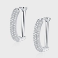 Eleganti orecchini a cerchio a forma di D in argento s925 con cristalli micro-pavé - Stile in Forma di D Argento (KDP2096)